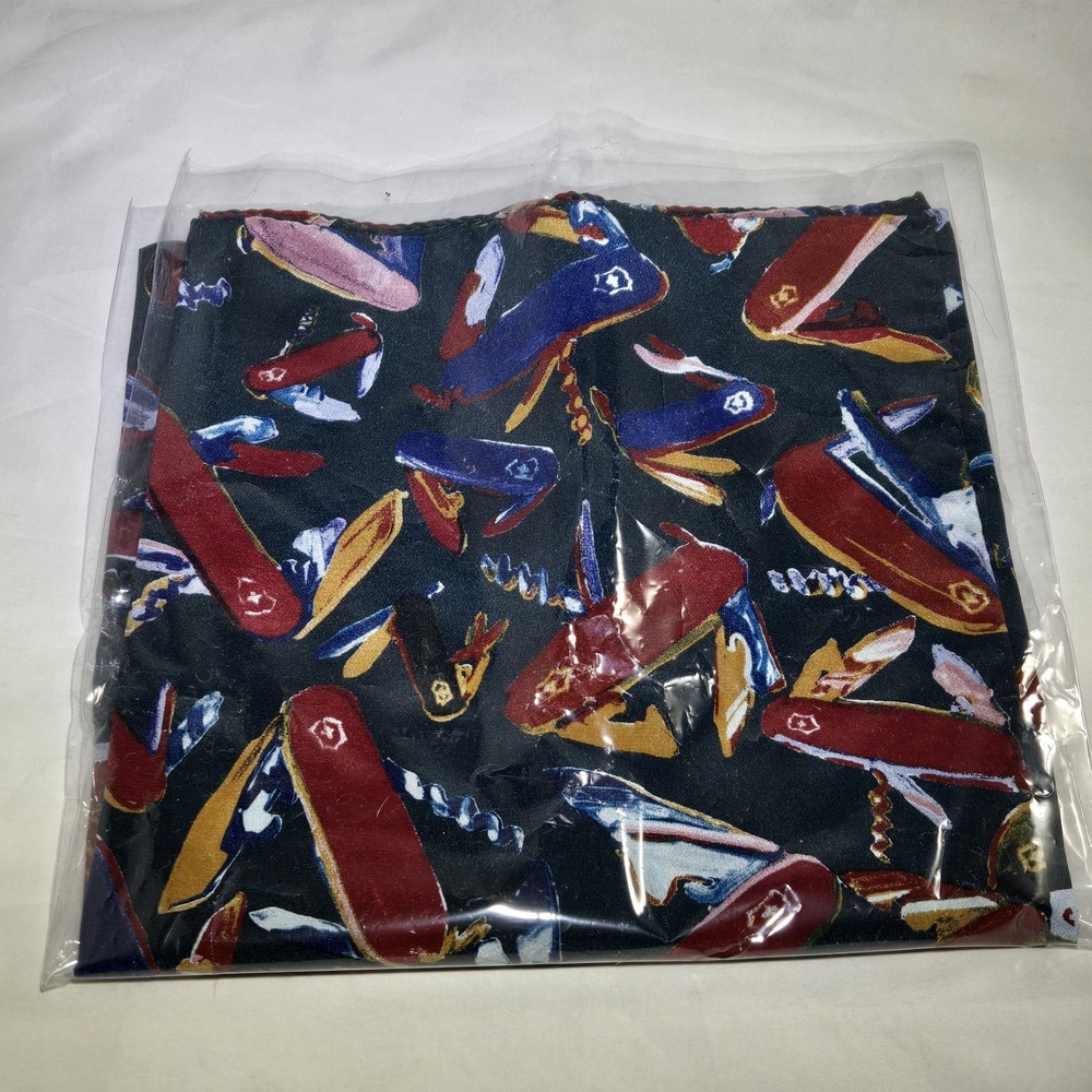 Victorinox Vintage Silk Scarf Swiss Army Knives Kife All Over Print Italy Made